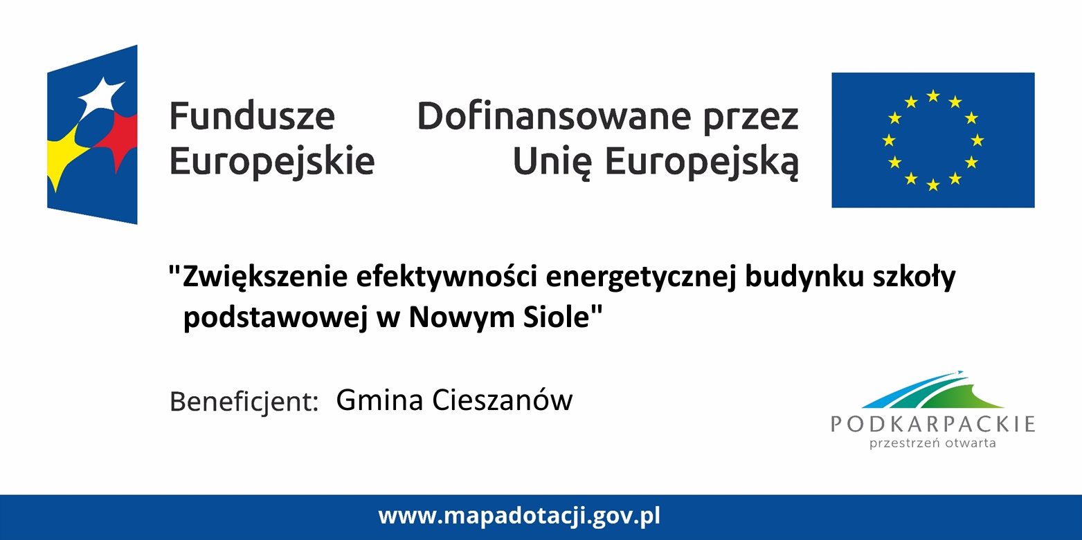 Tablica informacyjna docieplenie szkoły w Nowym SIole