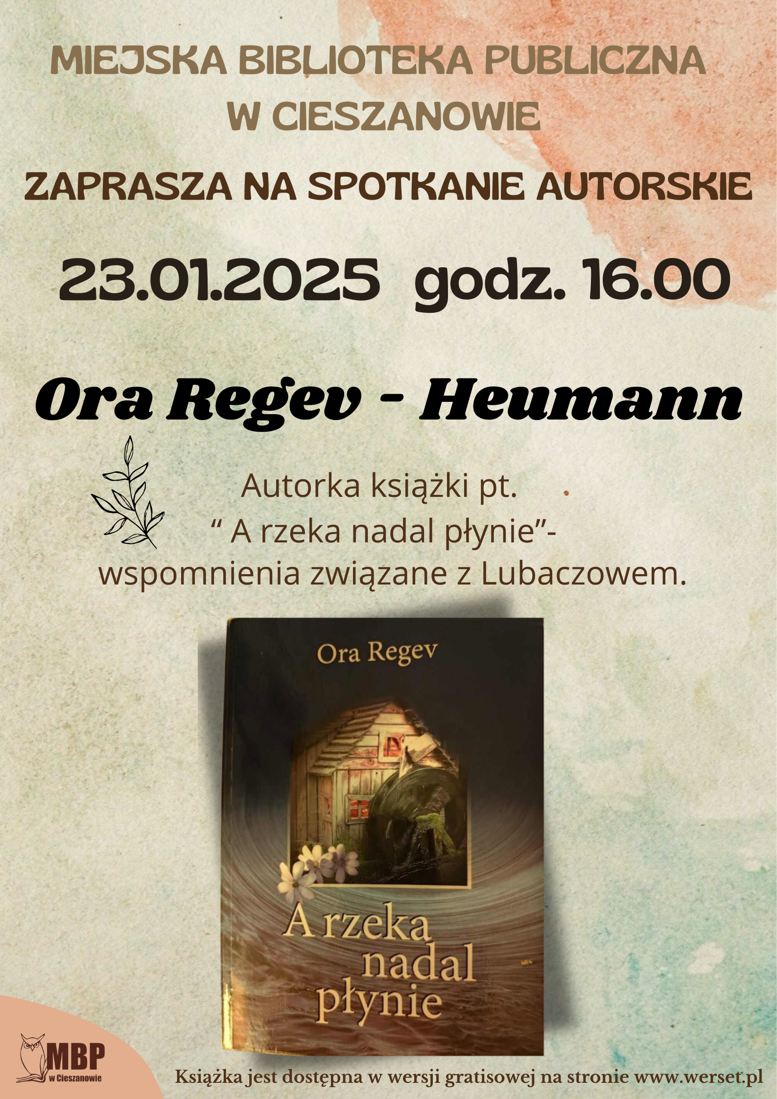 Zaproszenie na spotkanie z ORĄ REGEV!