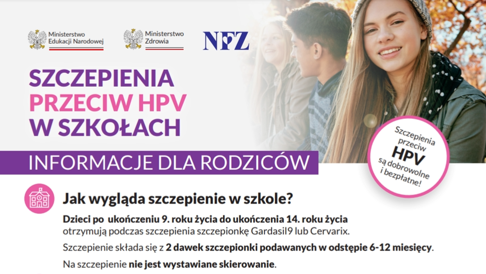 Program dobrowolnych szczepień przeciw HPV w szkołach.