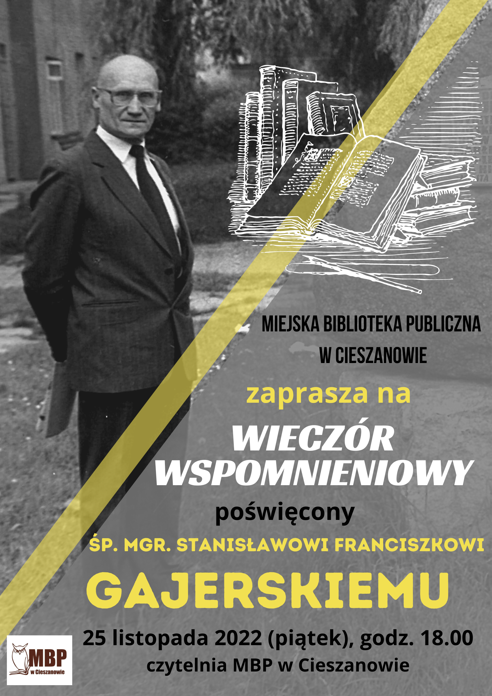 Zaproszenie na wieczór wspomnieniowy poświęcony śp. mgr. Stanisławowi Franciszkowi Gajerskiemu