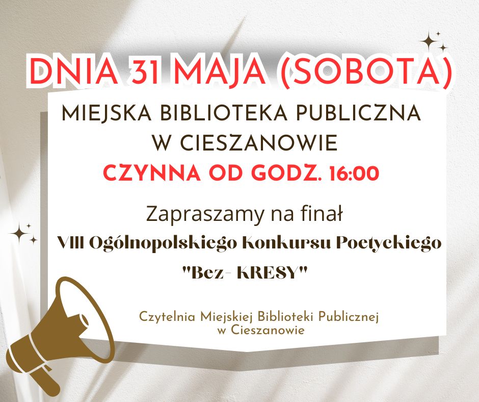 Zmiana godzin pracy 31 maja (sobota)