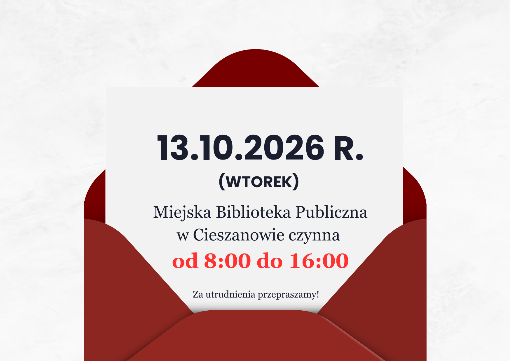 13.10.2026 r. - zmiana godzin pracy